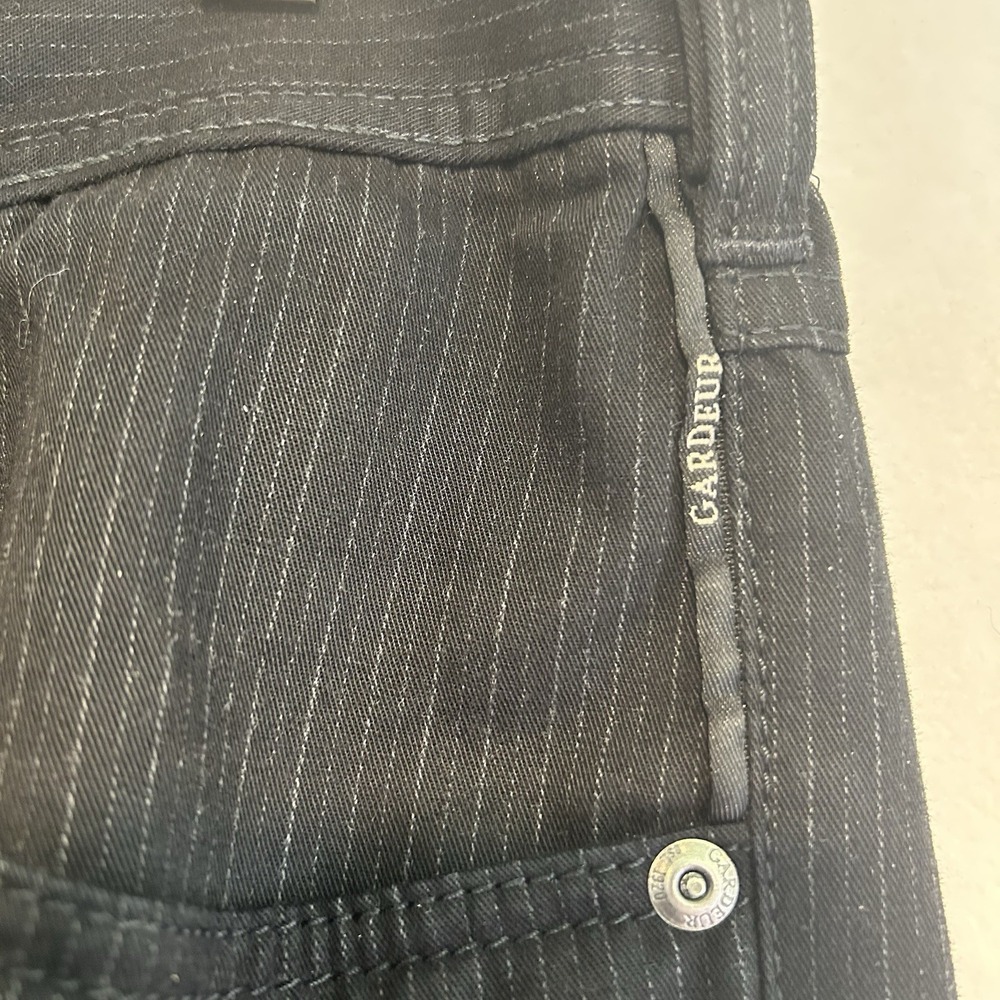 Gardeur Nigel 1 Pants Mens 34x32 Black With Thin White Stripes 5Pocket Stretch - Picture 9 of 16